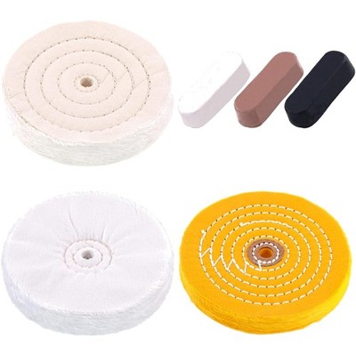 Polierscheiben Set Baumwolle 15,2cm Polierpaste 3 Farben Schleifbank