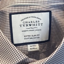 Charles Tyrwhitt Dress Shirt 16/36  41/91cm Micro Check Slim Fit No Iron