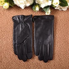 Mens Genuine Nappa Leather Touch Screen Function Warm Lined Gloves On Sale M1NR