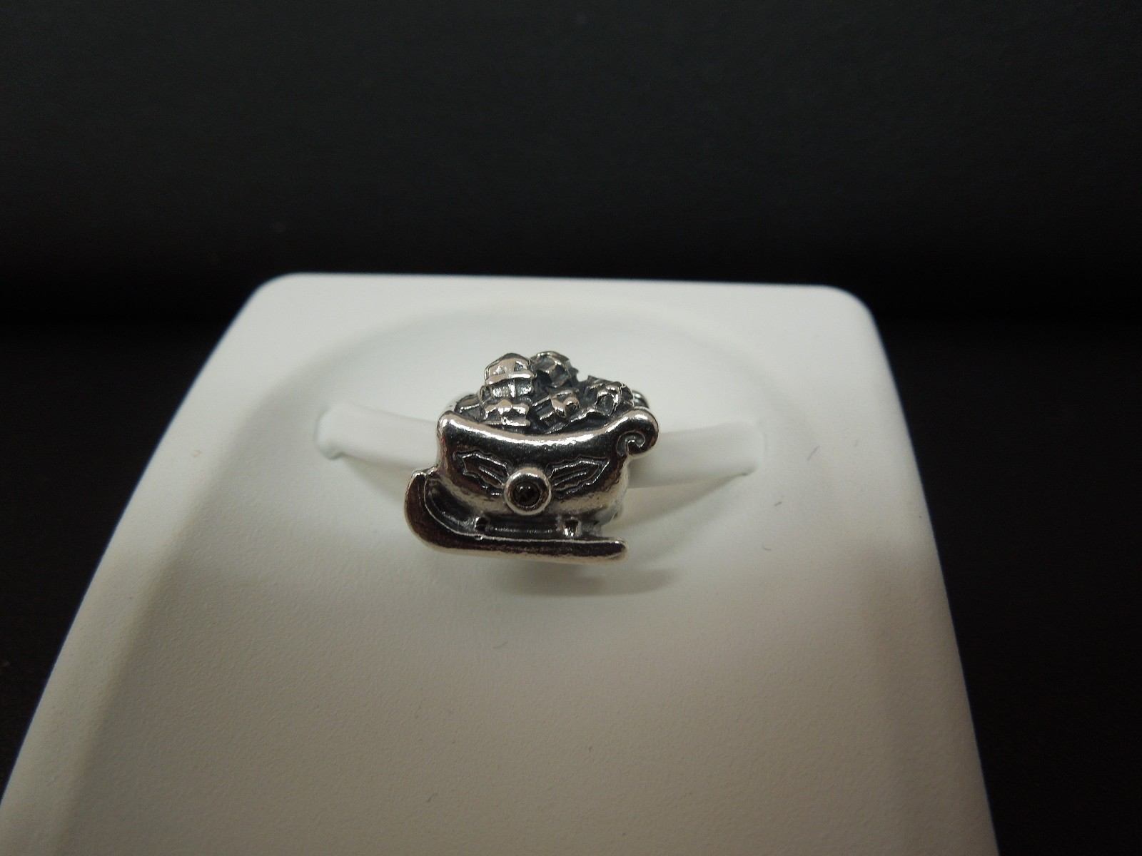 Pandora Sterling Silver Sleigh with Garnet Bead Charm and Presents