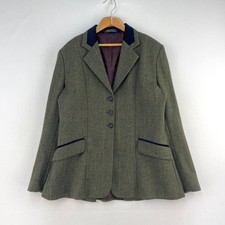 Tagg Tweed Jacket Womens UK 36 Green Check Herringbone Riding Hacking Blazer