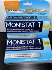 Monistat 1 OVULE Insert w/ Cream 2 Pack 1-Day Treatment Combo Pack BB 04/26