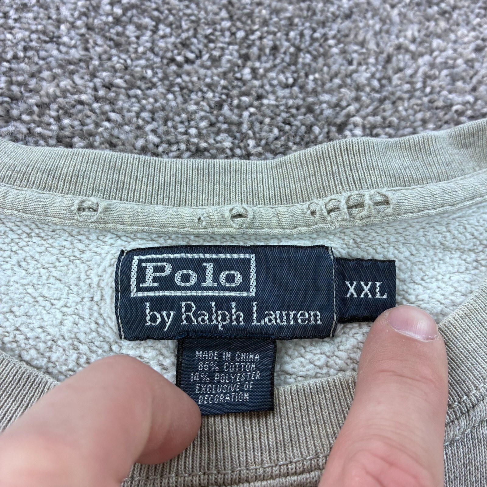 Polo Ralph Lauren vintage felpa uomo 2XL grigio pullover piccolo logo pony