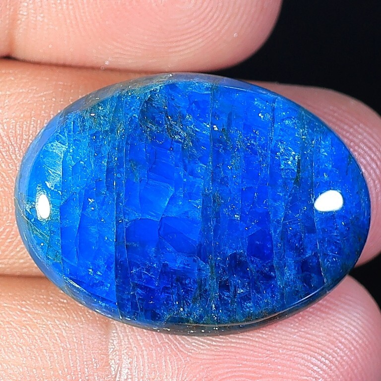 45 Ct 7X22X30 mm Natural Neon Blue Apatite Oval Cabochon BRA