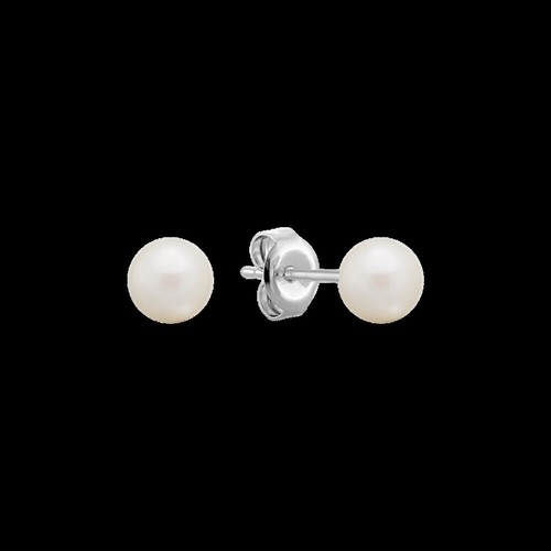 Classic White 5mm Imitation Pearl Stud Earrings w/Sterling Silver Posts & Backs - 第 3/4 張圖片
