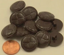Lot of 12 Shiny Domed Dark Brown Plastic Shank Buttons 3/4" 19mm  # 6691