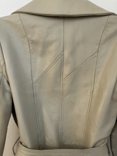 Vintage New England Sportswear Leather Trench Coat Womens Small Almond Tan 70s - Picture 5 of 10