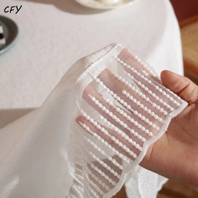 Cotton Linen Meteor Edge Decor Round Tablecloth for Table Tea Round Table Cloth
