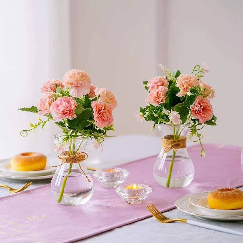 Glass Bud Vases Mordern - 3pcs/set Clear Small for Centerpieces, Weddings, etc - Image 2 of 4