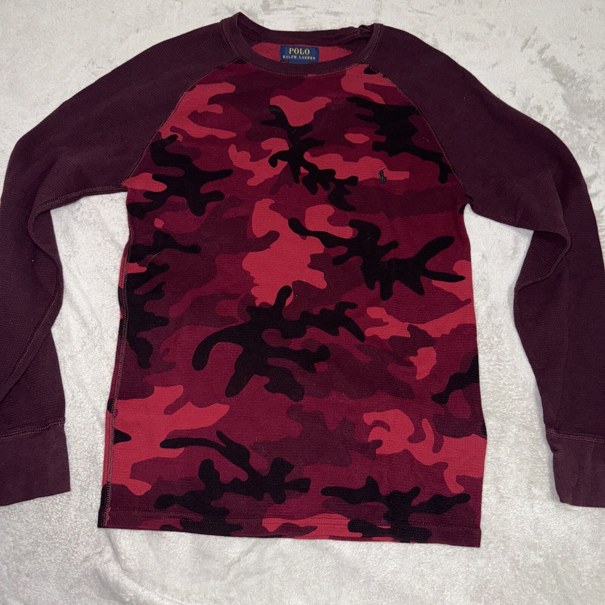 Polo Ralph Lauren Thermal Sweater Mens Medium Red Camo Pullover