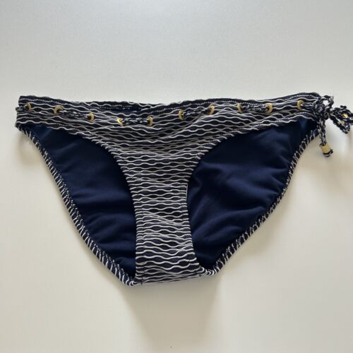 Jessica Simpson Women's Blue White Textured Bikini Bottoms New with Tags Medium