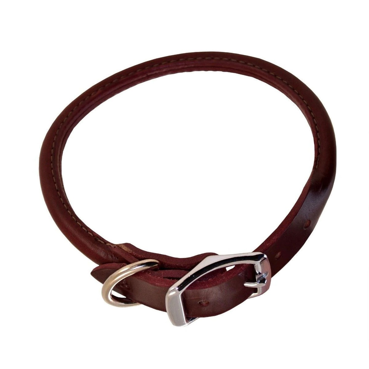Round Collar Circle T Latigo Leather Round Dog Collar Brown 3/8 In