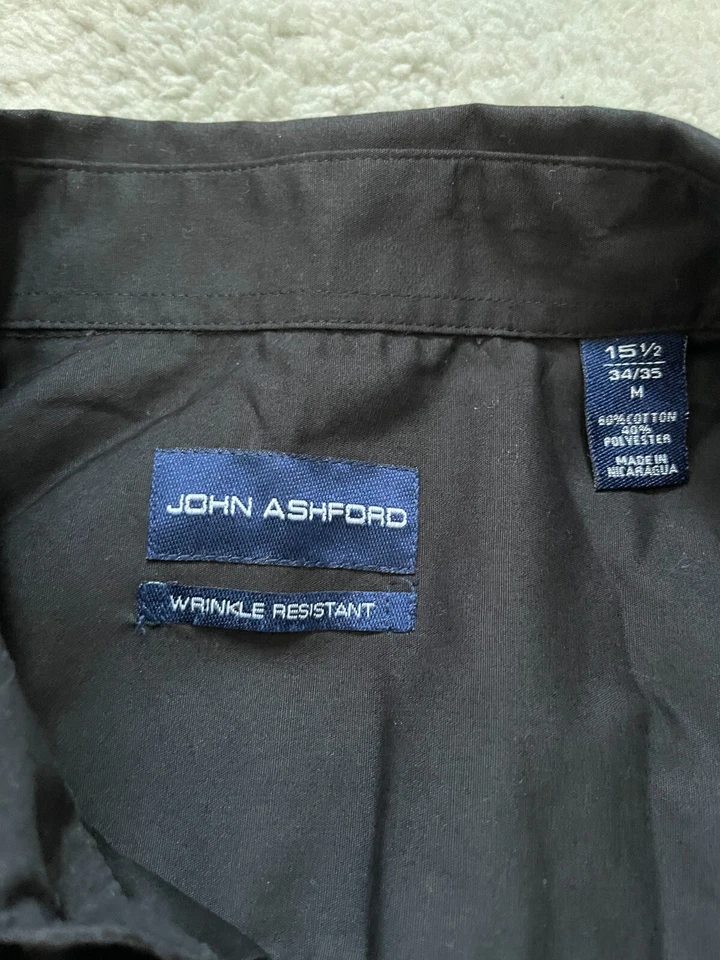 Camisa de vestir negra de abajo John Ashford 15 1/2 35 35 M Foto 4 de 4