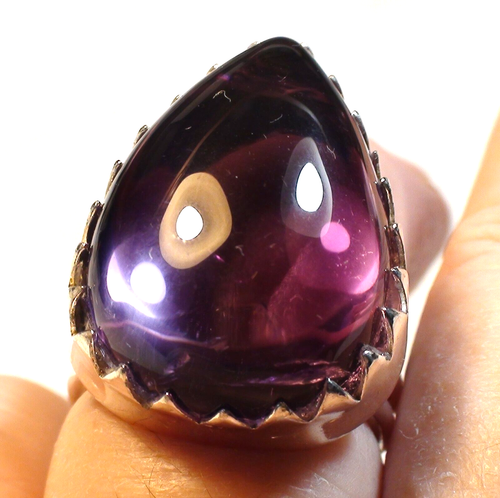 GRANDE! ANELLO AMETISTA CAMBIO COLORE NATURALE ALTA QUALITÀ 46,35 CT ARGENTO 925.9.0 - Foto 3 di 12