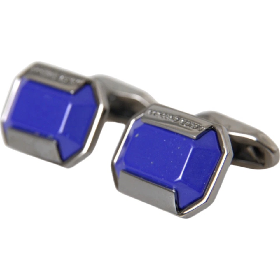 Abotoaduras Dolce & Gabbana folheadas a prata latão pino acessório de cristal RRP 270usd - Imagem 2 de 4