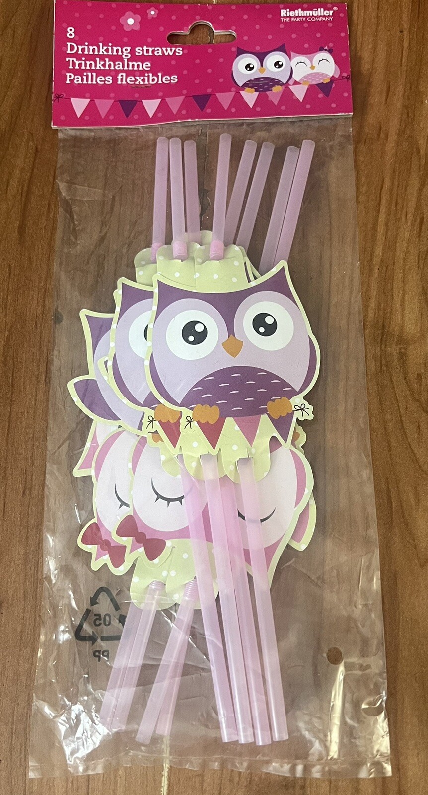 Amscan - Pack Of 8 Owl Animals Plastic Drinking Straws