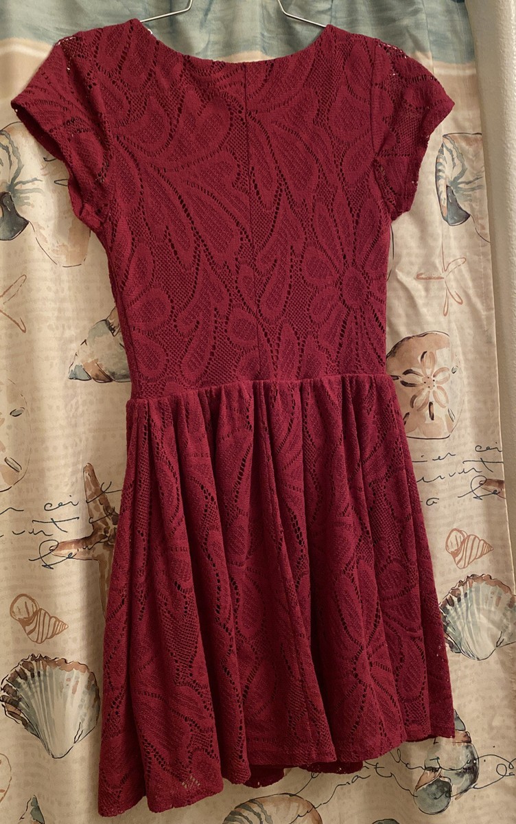 slim fit dress slacks Berylove Women Burgundy Lace Mother of The Bride Dress with Short Sleeves High-Low Fit and Flare Dress for Wedding, Burgundy / US22W main image 1
