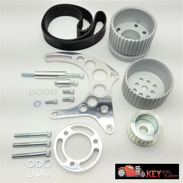 Small Block Chevy Gilmer Drive Aluminum Alternator Bracket & Pulleys