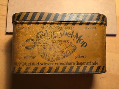 O-Cedar Politur Auswechselbarer Stiel-Mop Dose DRGM Berlin 1930er Blechdose
