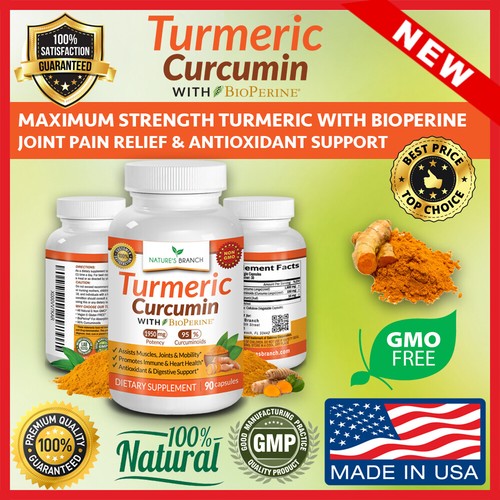 BEST EXTRA STRENGTH TURMERIC CURCUMIN WITH BIOPERINE BLACK PEPPER