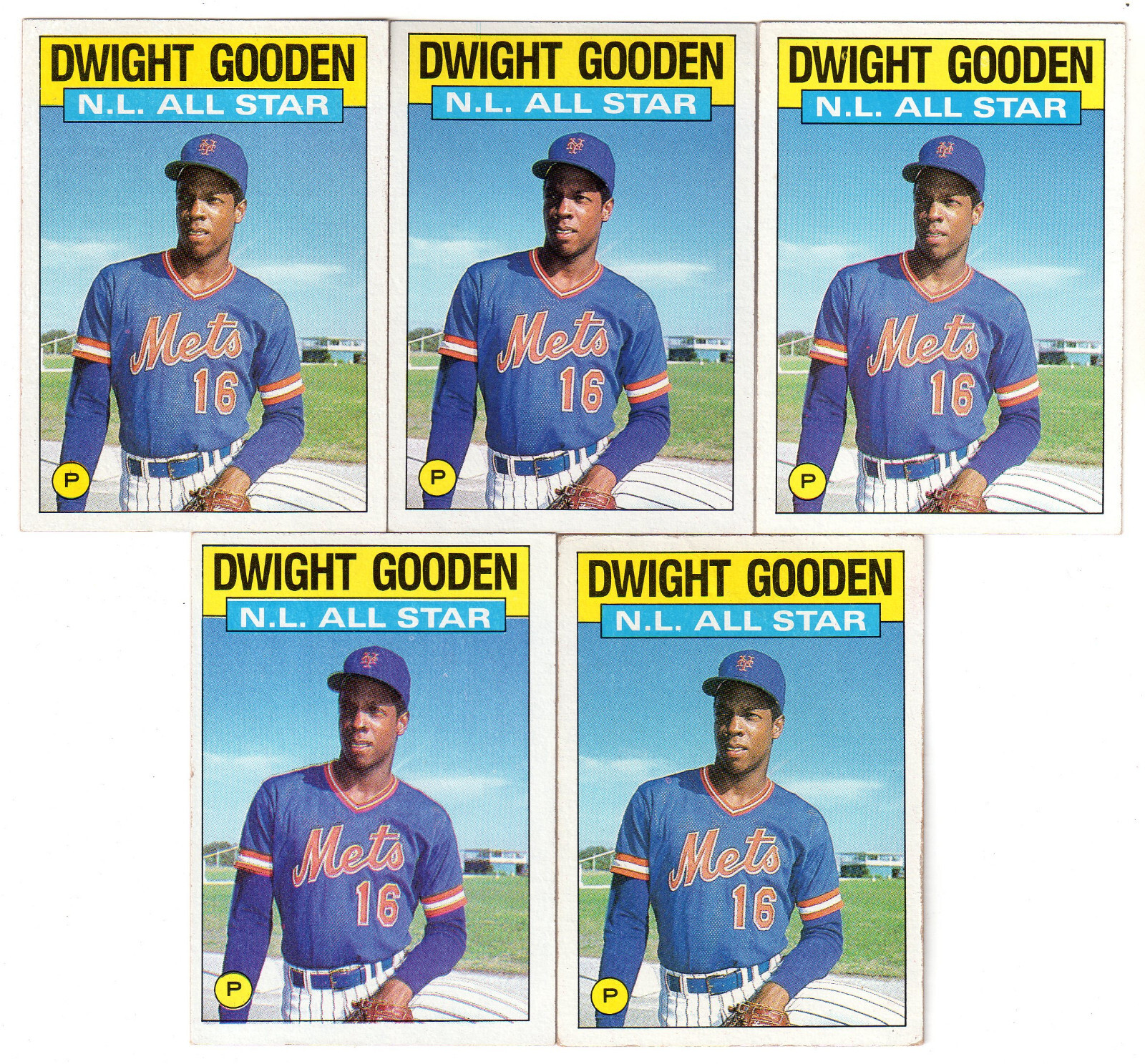 Lot of (5) 1986 Topps 709 DWIGHT GOODEN N.L. ALL STAR CARDS! NY METS