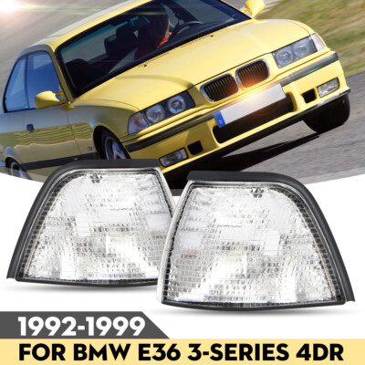 For 1993-1998 BMW 3-Series E36 4D CLEAR Corner Turn Signal Lights Set LEFT+RIGHT