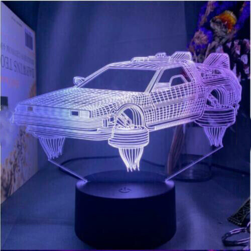 Back To The Future 3D Night Light LED Lamp 16 Color Car Children's Room Gift - Afbeelding 1 van 8