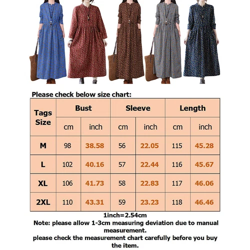 Ladies Long Dress Crew Neck Maxi Dresses Women Kaftan Holiday Sleeve Baggy Loose - Picture 3 of 47