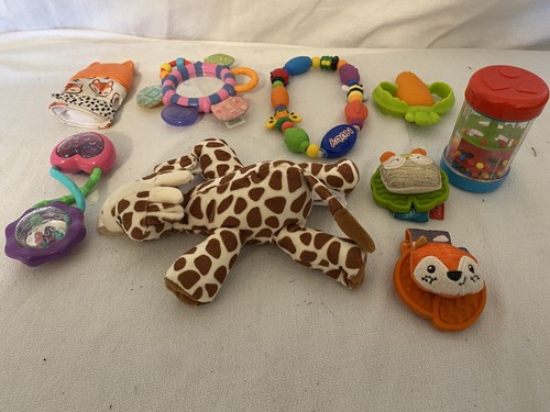 Baby Nuby Toys-Rattles-Nuby Lot 9 Teething-Giraffe Pacifier Holder Giraffe