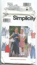 SIMPLICITY 7625 GIRLS' OVERALLS, JUMPER & KNIT TOP SZ 12-16 UNCUT 1997