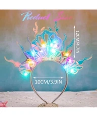 Light up Sea Shell Headband Sparkly LED Headwear Glowing Costome Hair Accessorie