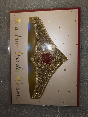 Papyrus 3D (Wonder Woman) Gorgeous Gold/Red Beads  Mother s Day  Card