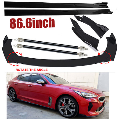 Front Bumper Lip Chin Spoiler Splitter Body Kit +Side Skirt For Kia Stinger