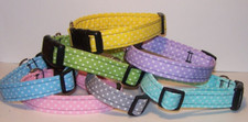 Wet Nose Designs All About The Dots Dog Collar Polka Dot Pastels Pink Lilac Blue