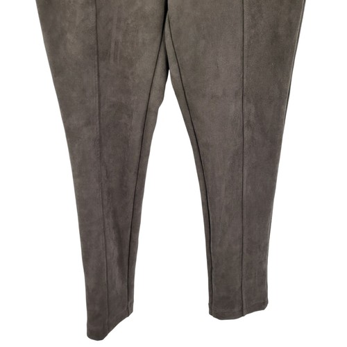 Andrew Marc Women's Faux Suede Leggings M Taupe Stretch Front Seam Flat Back - Picture 5 of 8