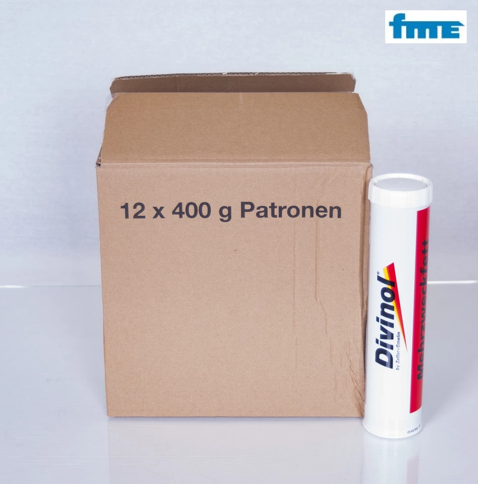 (12,50 € / Kart. 1 kg) 12x Fettkartuschen Schmierfett Mehrzweckfett 400g Divinol