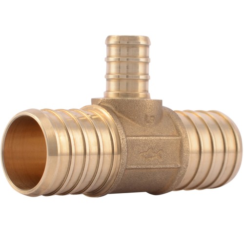 SharkBite 1" x 1" x 1/2" Brass Crimp Reducing Tee PEX Pipe Fitting UC415LFA