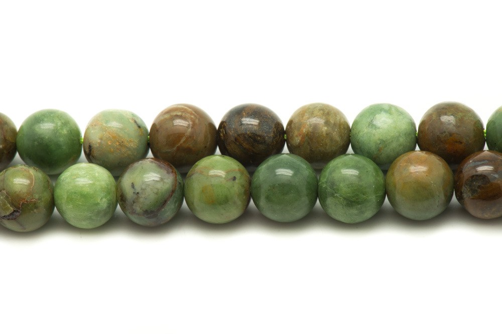 Perles pierre opale verte boules 6mm fil 39cm 57pc vert kaki marron diy
