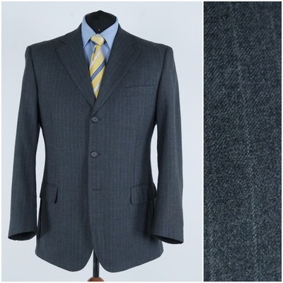 Mens Merino Wool Blazer 46R US Size MODA&MODA Striped Italian Sport Coat Jacket