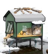 Heated Outdoor Cat House Winter Shelter w/ Heating Pad Waterproof APASIRI