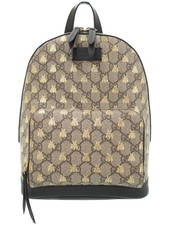 Gucci GG Supreme Monogram Bees Backpack Beige Tan Yellow