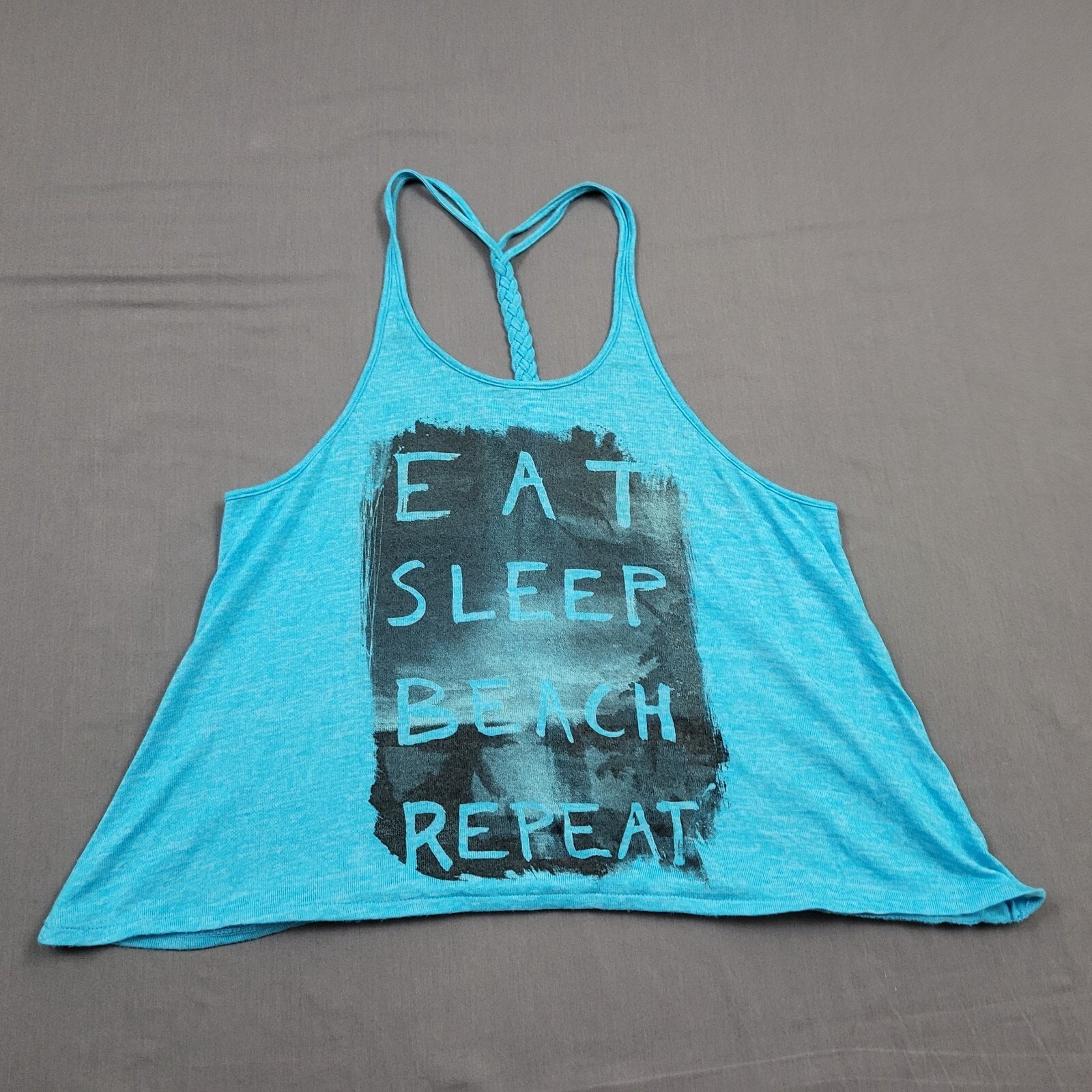 Bethany Mota Shirt Womens XL Sleeveless Tank Scoop Neck Eat Sleep Beach Repeat