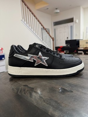 A bathing ape Bape sta 'black white' Chrome mirror Men size 13 SKU 1170191017