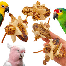 Bonka Bird Toys 1126 Pk2 Mahogany Chew Stars Natural Foot Talon Parrot Cage Toy