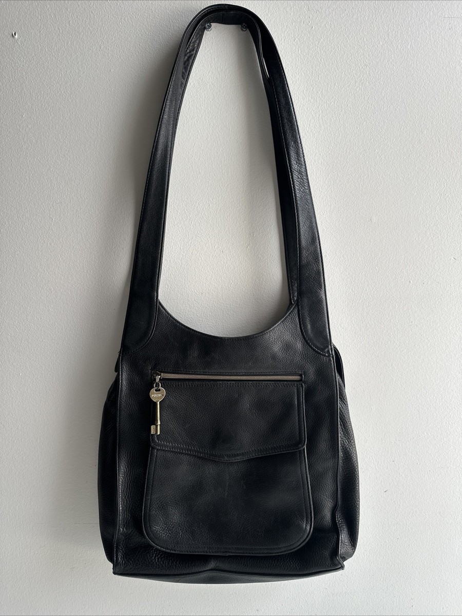 Fossil Black Canvas Satchel backpack w/ Key Charm Long live Vintage 1954 Fossil Black Leather Bag Key Charm  main image 4