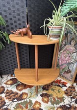 Vintage Telephone Hall Table Mid Century Half Moon Shaped Two Tier Retro Legs