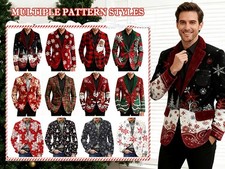 Men's Vintage Christmas Corduroy Blazer Slim Fit Casual Sport Coat Holiday Gift