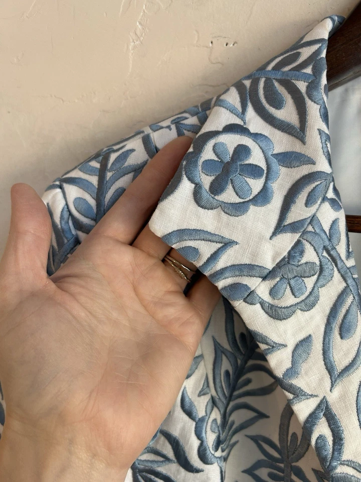 Lafayette 148 100% льняной вышитый блейзер куртка 14 роскошь дизайнерский синий белый - Изображение 4 из 4