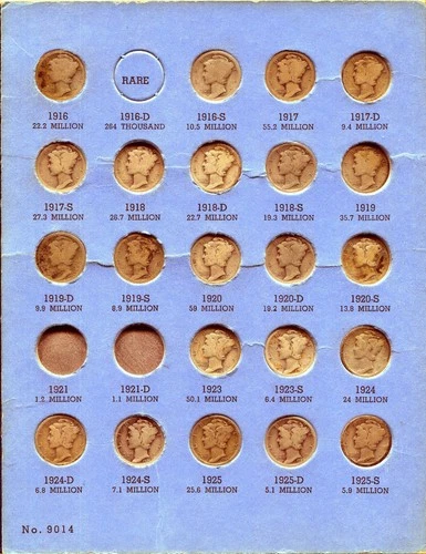 W@W  Partial Mercury Dime Set 1916-45 ( 70 dimes!! )  Average Circ to EF Set !!!