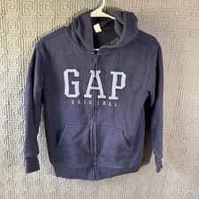Gap Kids Full Zip Sweater Boys Large 10/12 Blue Hoodie Cotton Blend